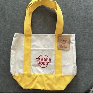 Trader Joes Yellow Canvas mini Tote Bag